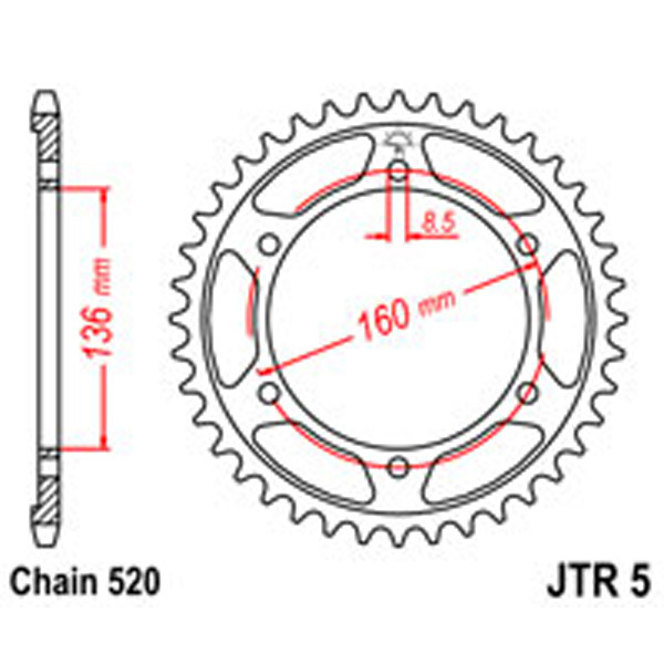 JT JT Rear Sprockets R/W 5-44